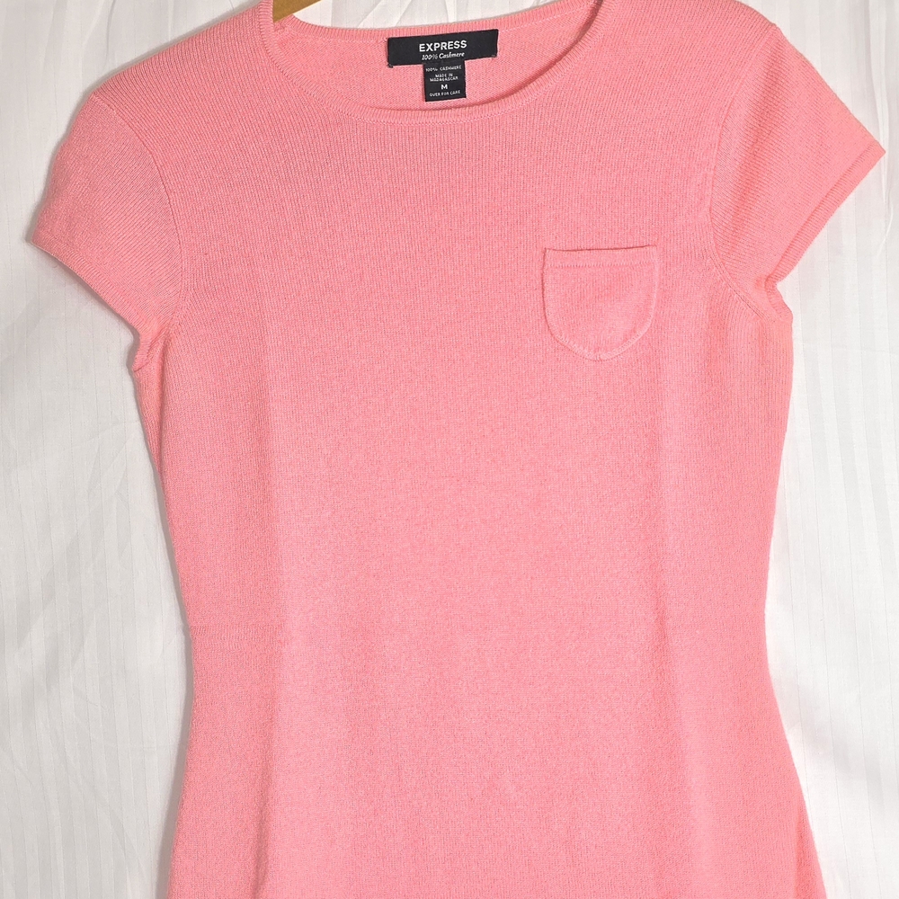 Express Pink Fitted Short Sleeve Tee